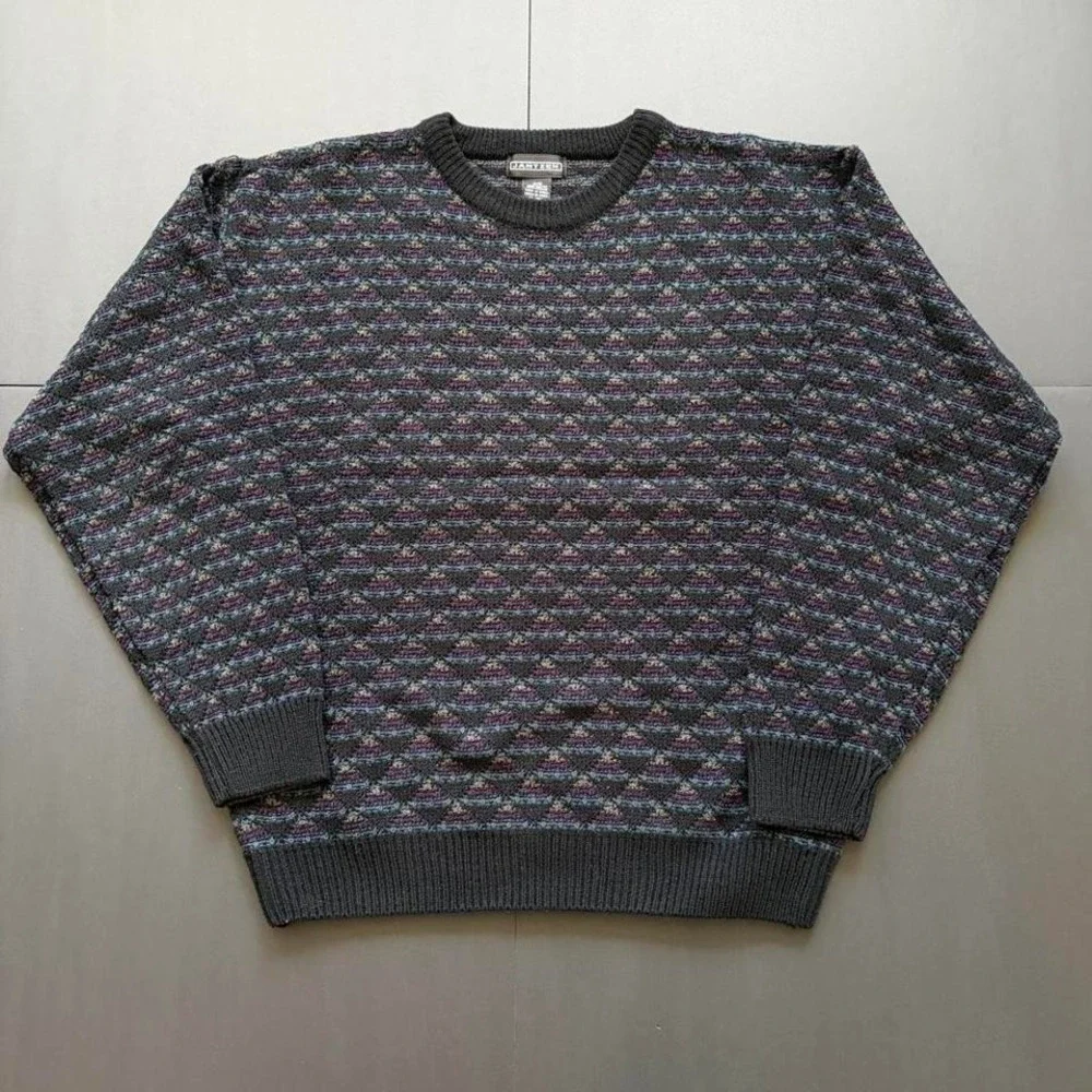 90s chunky cable knit patterned sweater - Picture 1 of 5